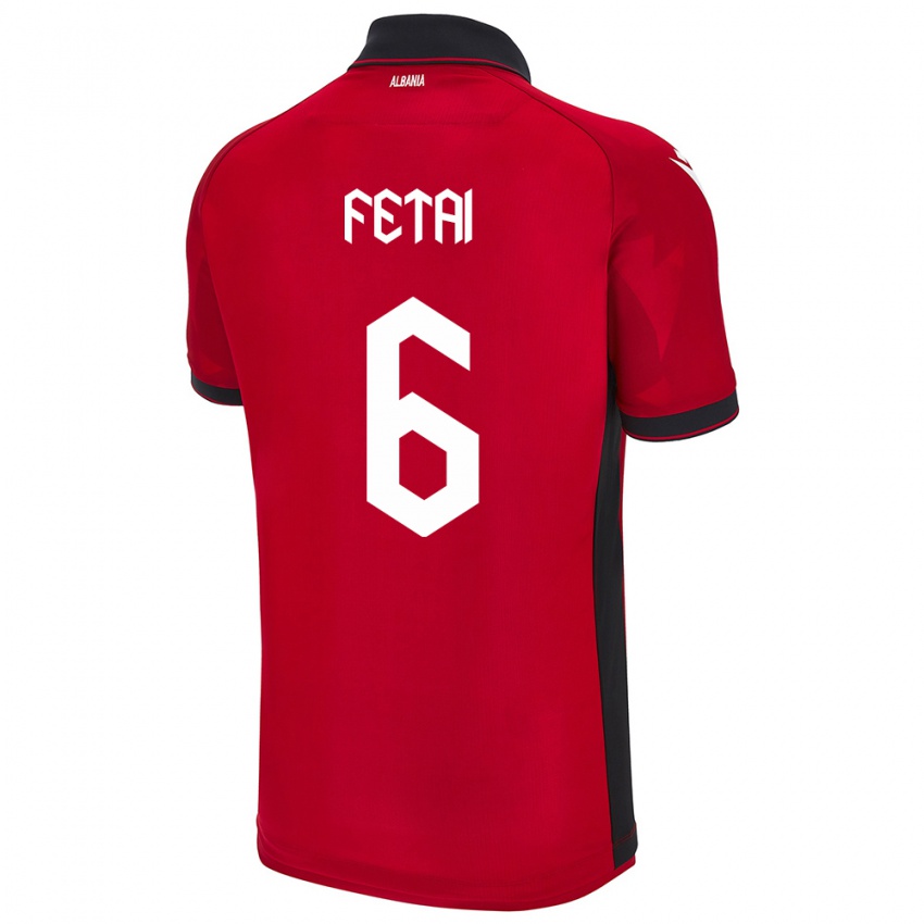 Mujer Camiseta Albania Feta Fetai #6 Rojo 1ª Equipación 24-26 La Camisa México