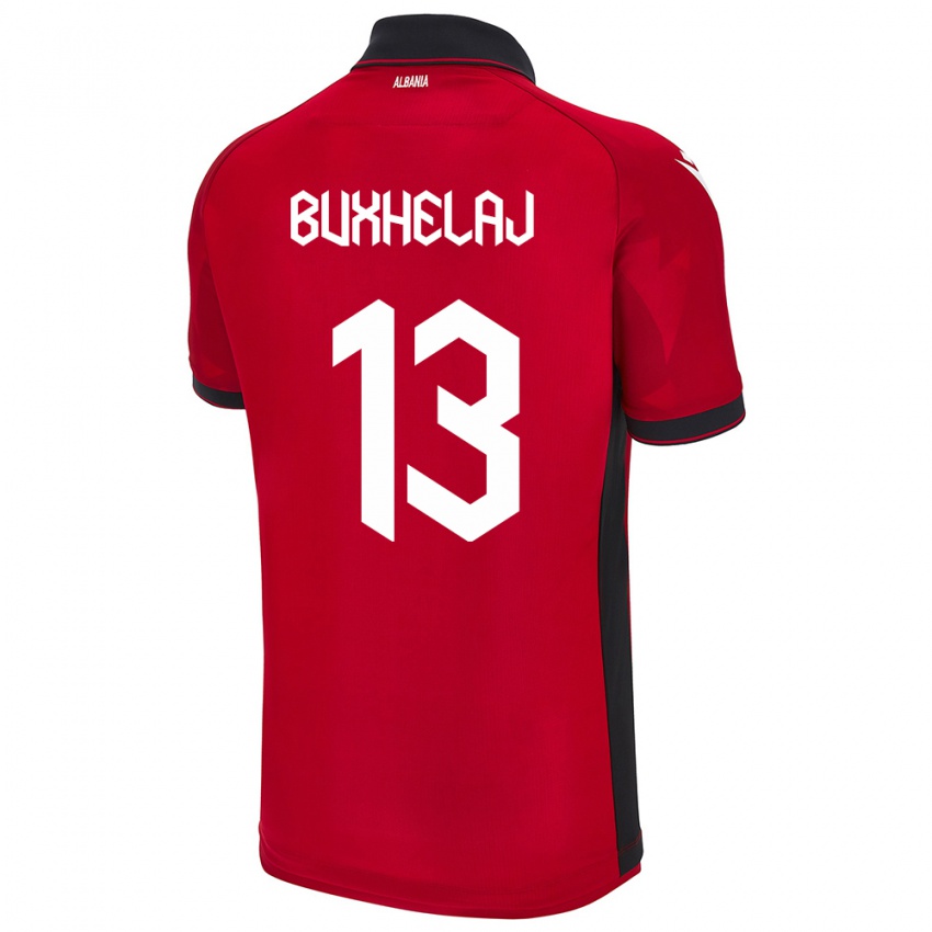 Mujer Camiseta Albania Paulo Buxhelaj #13 Rojo 1ª Equipación 24-26 La Camisa México