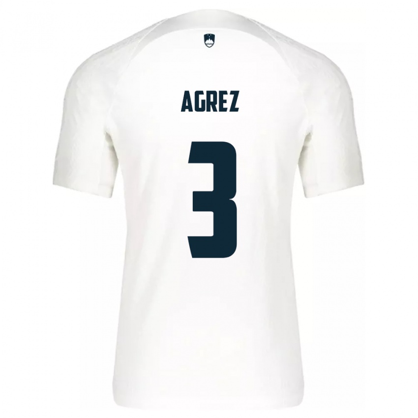 Mujer Camiseta Eslovenia Sara Agrež #3 Blanco 1ª Equipación 24-26 La Camisa México