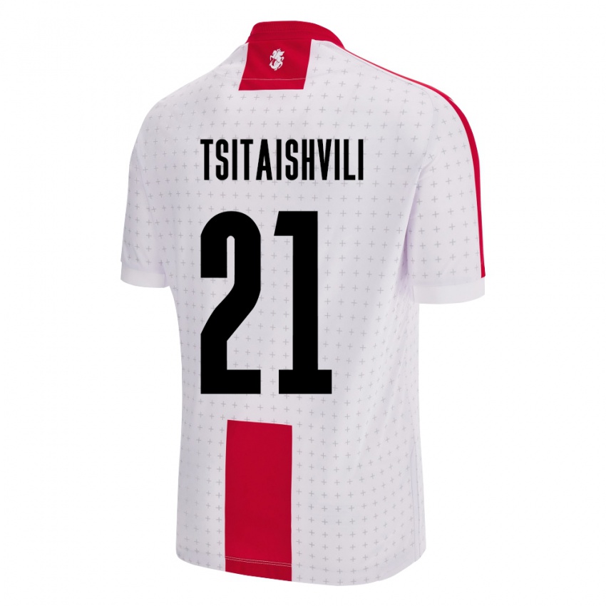 Mujer Camiseta Georgia Georgiy Tsitaishvili #21 Blanco 1ª Equipación 24-26 La Camisa México