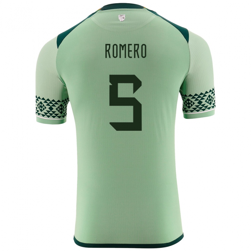 Mujer Camiseta Bolivia César Romero #5 Verde Claro 1ª Equipación 24-26 La Camisa México
