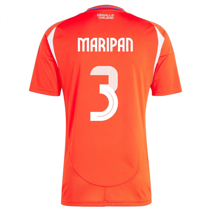 Mujer Camiseta Chile Guillermo Maripán #3 Rojo 1ª Equipación 24-26 La Camisa México