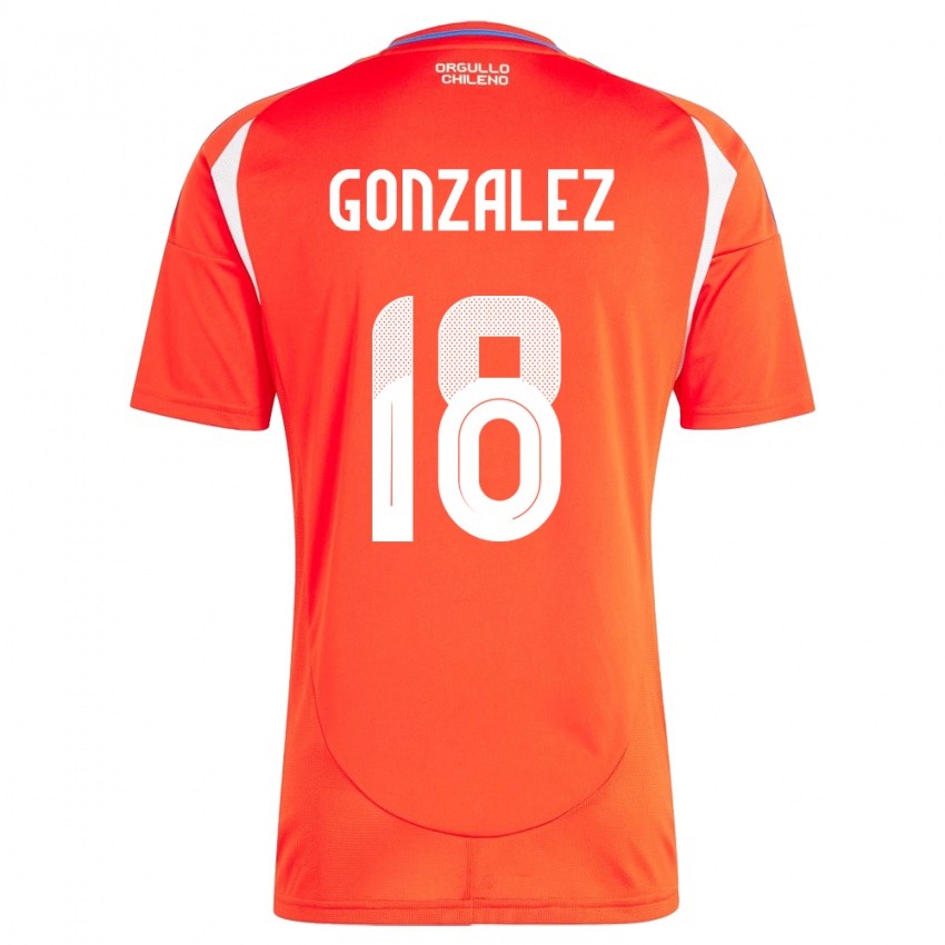 Mujer Camiseta Chile Bryan González #18 Rojo 1ª Equipación 24-26 La Camisa México