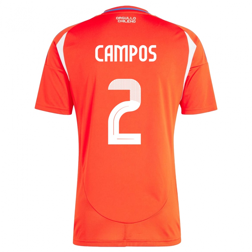 Mujer Camiseta Chile Víctor Campos #2 Rojo 1ª Equipación 24-26 La Camisa México