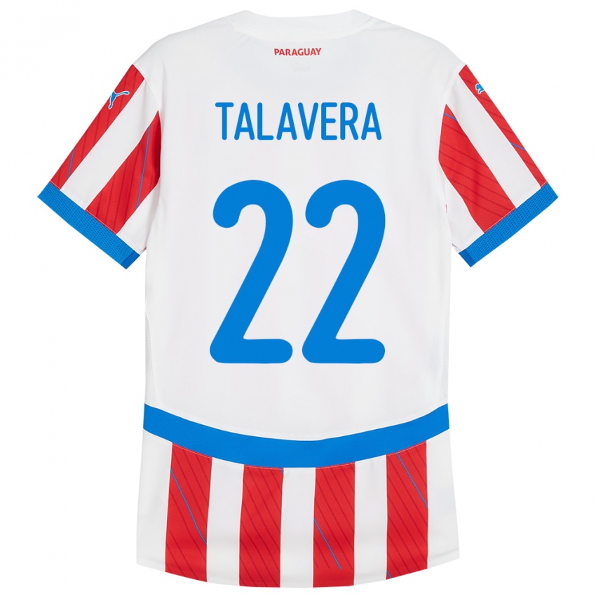 Mujer Camiseta Paraguay Javier Talavera #22 Blanco Rojo 1ª Equipación 24-26 La Camisa México
