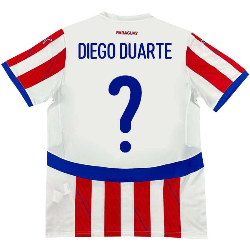 Mujer Camiseta Paraguay Diego Duarte #0 Blanco Rojo 1ª Equipación 24-26 La Camisa México