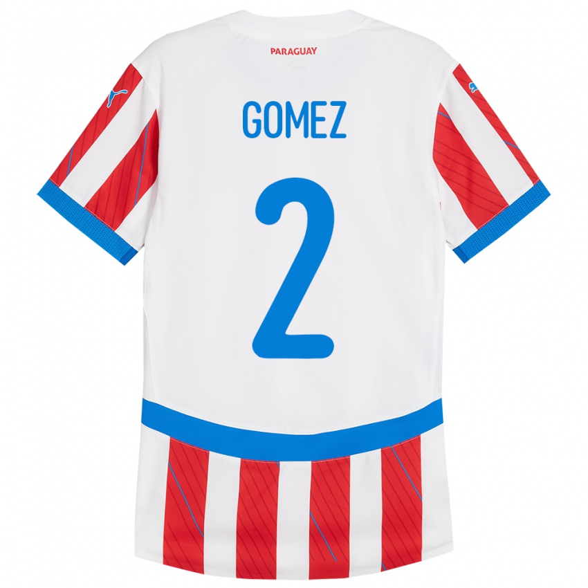Mujer Camiseta Paraguay Rodrigo Gómez #2 Blanco Rojo 1ª Equipación 24-26 La Camisa México