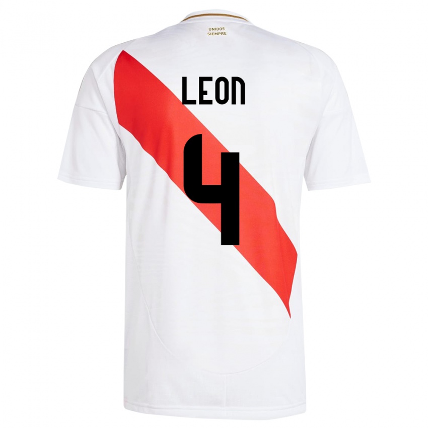 Mujer Camiseta Perú Mía León #4 Blanco 1ª Equipación 24-26 La Camisa México