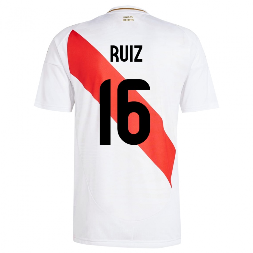 Mujer Camiseta Perú Birka Ruiz #16 Blanco 1ª Equipación 24-26 La Camisa México