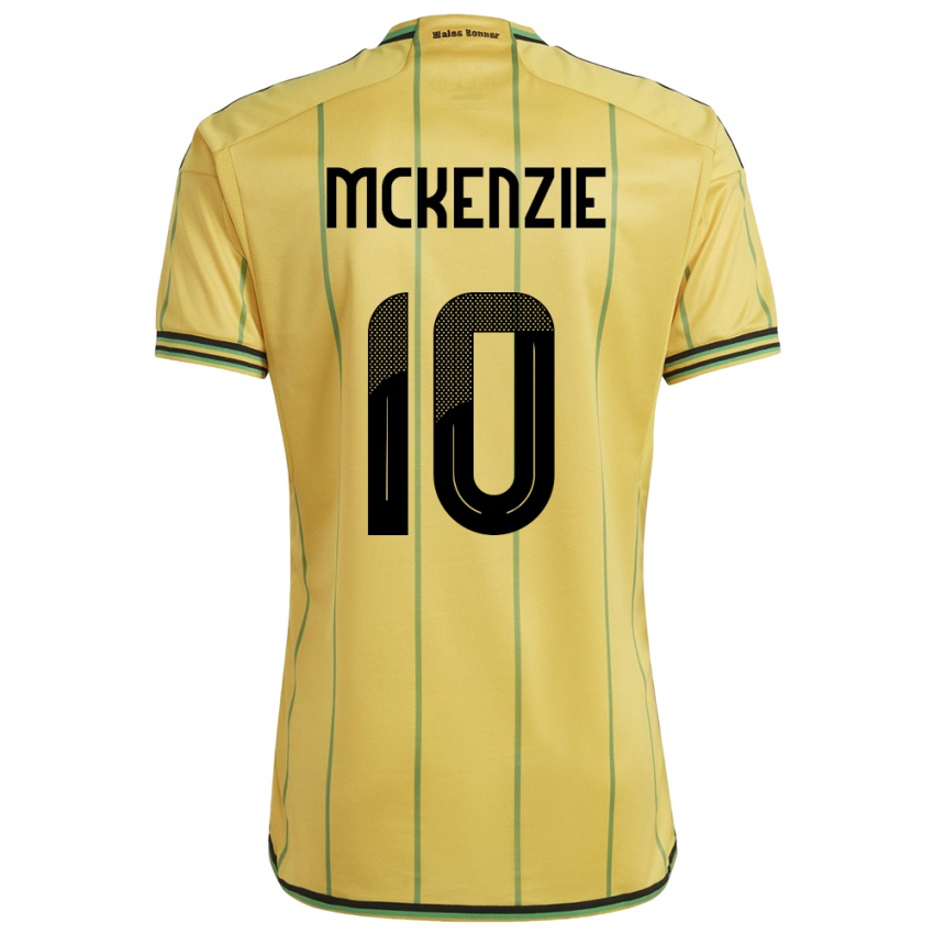 Mujer Camiseta Jamaica Denzel Mckenzie #10 Amarillo 1ª Equipación 24-26 La Camisa México