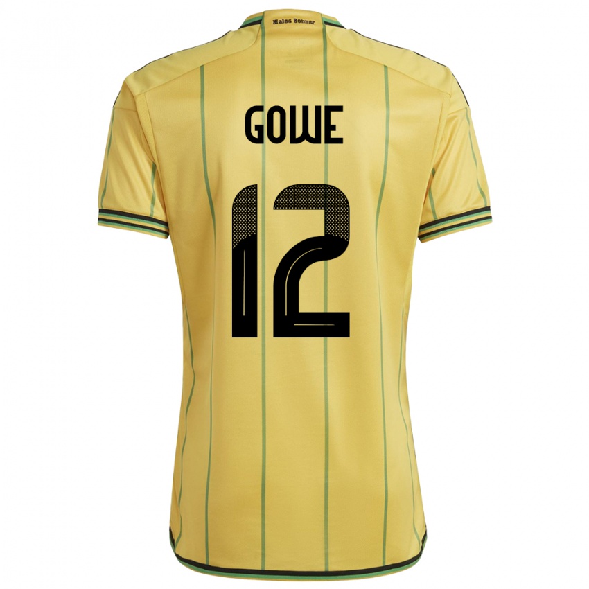 Mujer Camiseta Jamaica Tyrese Gowe #12 Amarillo 1ª Equipación 24-26 La Camisa México