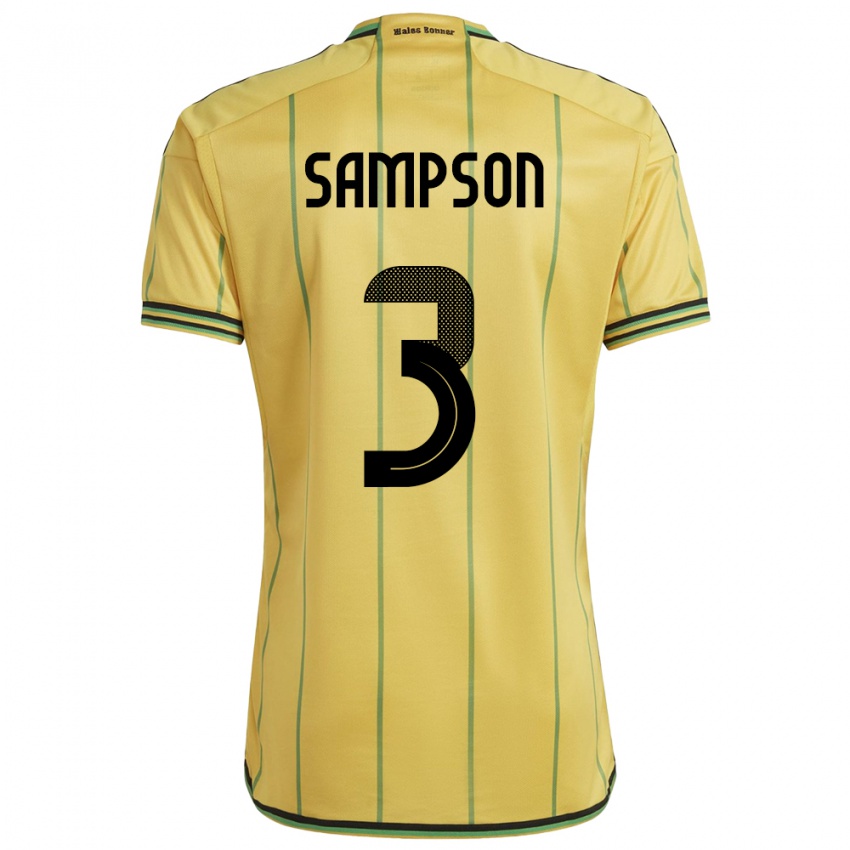 Mujer Camiseta Jamaica Vyan Sampson #3 Amarillo 1ª Equipación 24-26 La Camisa México