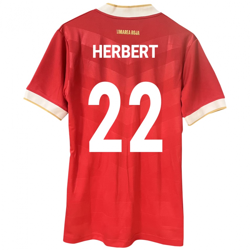 Mujer Camiseta Panamá Antony Herbert #22 Rojo 1ª Equipación 24-26 La Camisa México