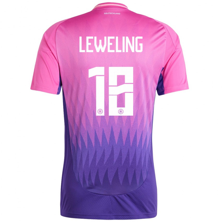 Mujer Camiseta Alemania Jamie Leweling #18 Rosado Morado 2ª Equipación 24-26 La Camisa México