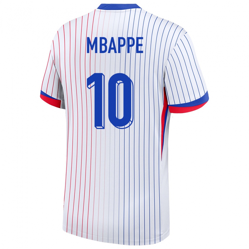 Mujer Camiseta Francia Kylian Mbappe #10 Blanco 2ª Equipación 24-26 La Camisa México