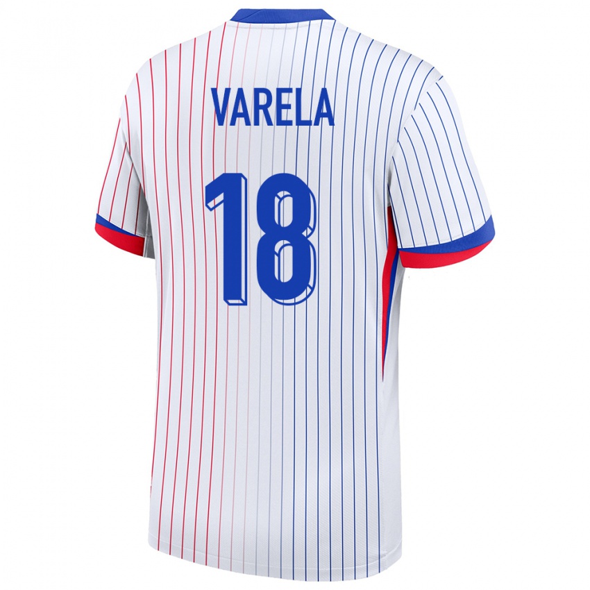 Mujer Camiseta Francia Jordan Varela #18 Blanco 2ª Equipación 24-26 La Camisa México