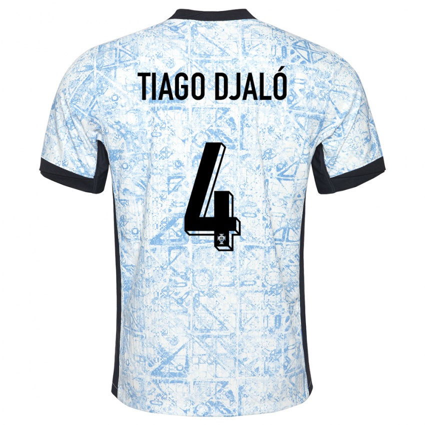 Mujer Camiseta Portugal Tiago Djalo #4 Crema Azul 2ª Equipación 24-26 La Camisa México