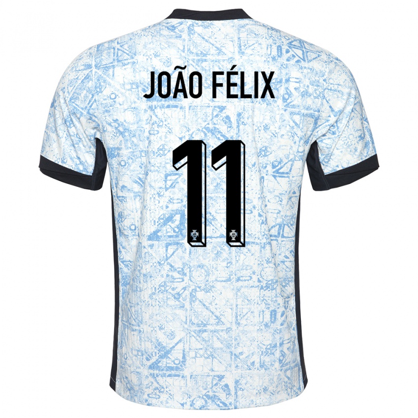 Mujer Camiseta Portugal Joao Felix #11 Crema Azul 2ª Equipación 24-26 La Camisa México