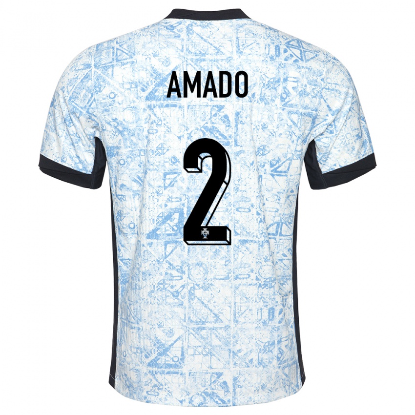 Mujer Camiseta Portugal Catarina Amado #2 Crema Azul 2ª Equipación 24-26 La Camisa México