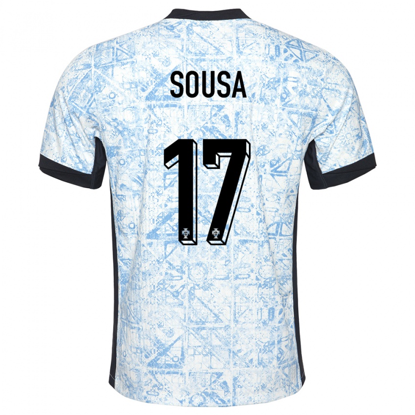 Mujer Camiseta Portugal Vasco Sousa #17 Crema Azul 2ª Equipación 24-26 La Camisa México