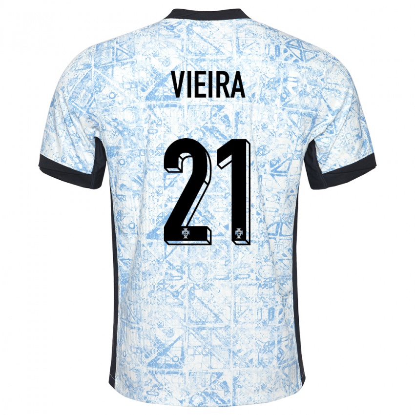 Mujer Camiseta Portugal Fabio Vieira #21 Crema Azul 2ª Equipación 24-26 La Camisa México