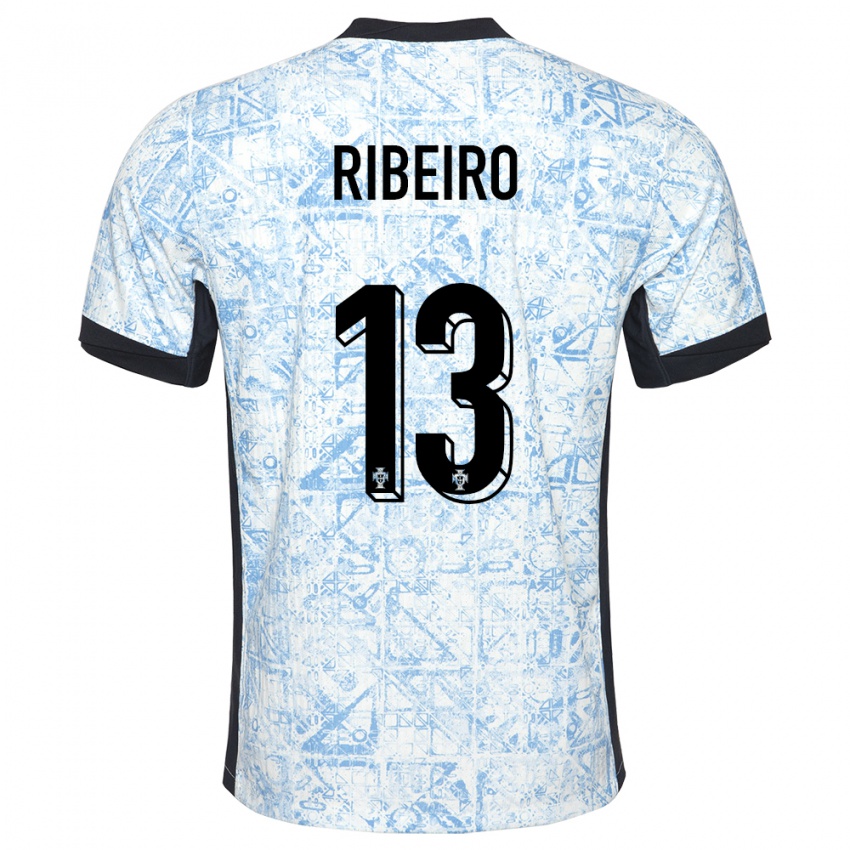 Mujer Camiseta Portugal Antonio Ribeiro #13 Crema Azul 2ª Equipación 24-26 La Camisa México