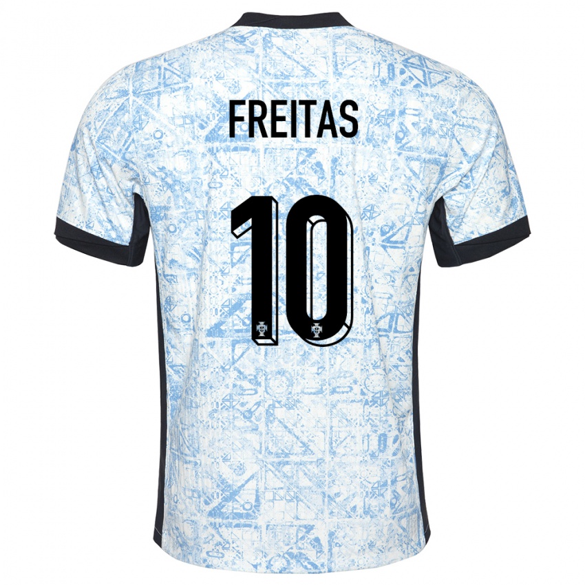 Mujer Camiseta Portugal Tiago Freitas #10 Crema Azul 2ª Equipación 24-26 La Camisa México