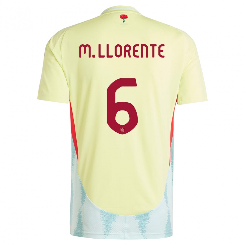 Mujer Camiseta España Marcos Llorente #6 Amarillo 2ª Equipación 24-26 La Camisa México