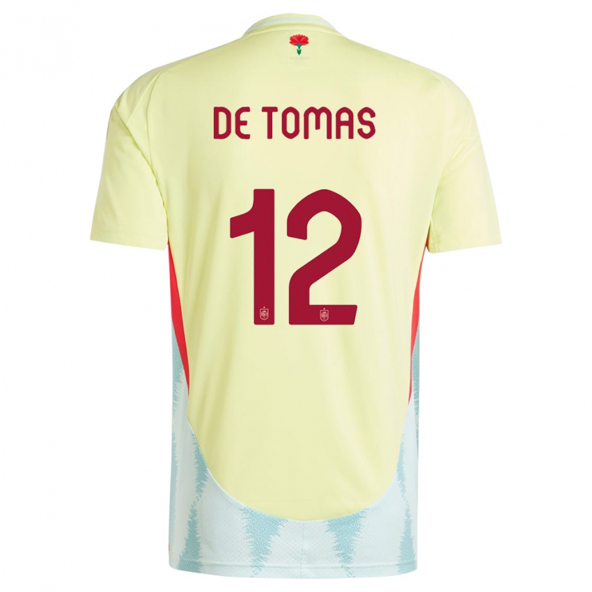 Mujer Camiseta España Raul De Tomas #12 Amarillo 2ª Equipación 24-26 La Camisa México
