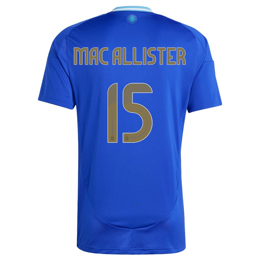 Mujer Camiseta Argentina Alexis Mac Allister #15 Azul 2ª Equipación 24-26 La Camisa México