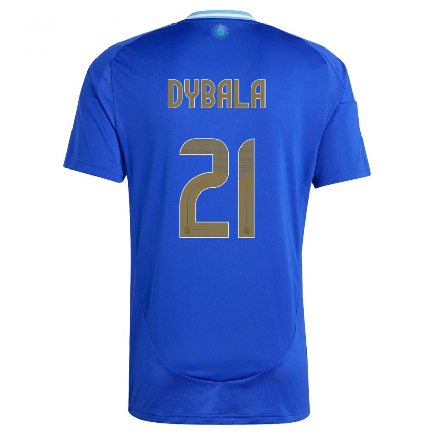 Mujer Camiseta Argentina Paulo Dybala #21 Azul 2ª Equipación 24-26 La Camisa México