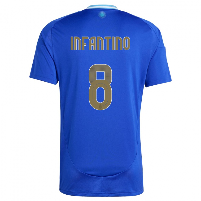 Mujer Camiseta Argentina Gino Infantino #8 Azul 2ª Equipación 24-26 La Camisa México