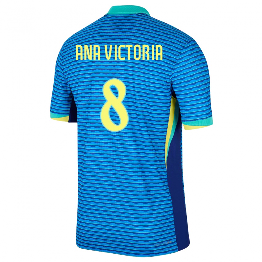 Mujer Camiseta Brasil Ana Victoria #8 Azul 2ª Equipación 24-26 La Camisa México
