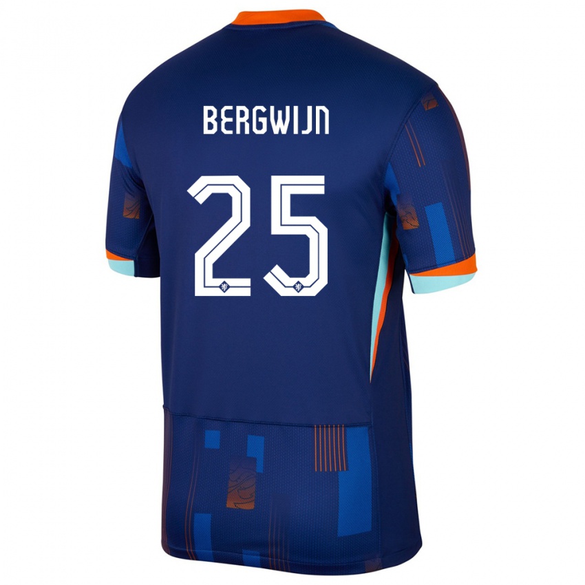 Mujer Camiseta Países Bajos Steven Bergwijn #25 Azul 2ª Equipación 24-26 La Camisa México