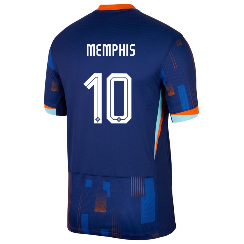 Mujer Camiseta Países Bajos Memphis Depay #10 Azul 2ª Equipación 24-26 La Camisa México