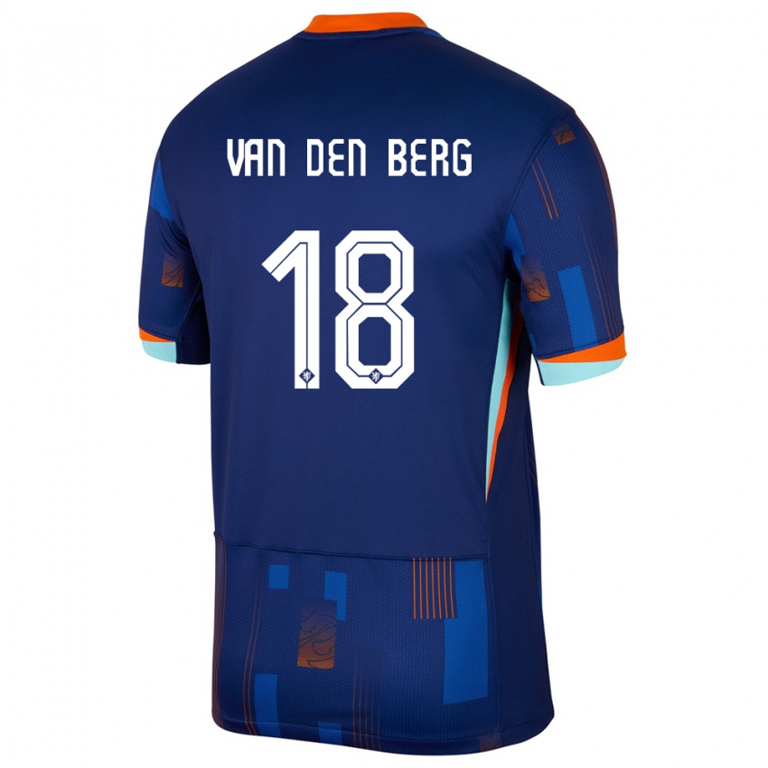 Mujer Camiseta Países Bajos Rav Van Den Berg #18 Azul 2ª Equipación 24-26 La Camisa México