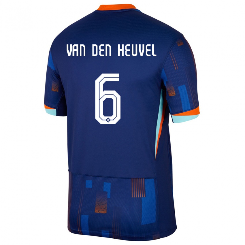 Mujer Camiseta Países Bajos Tim Van Den Heuvel #6 Azul 2ª Equipación 24-26 La Camisa México