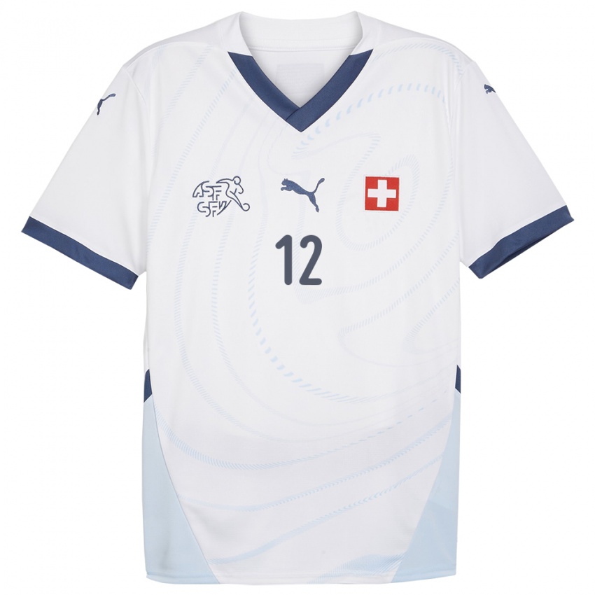 Mujer Camiseta Suiza Brian Ernest Atangana #12 Blanco 2ª Equipación 24-26 La Camisa México