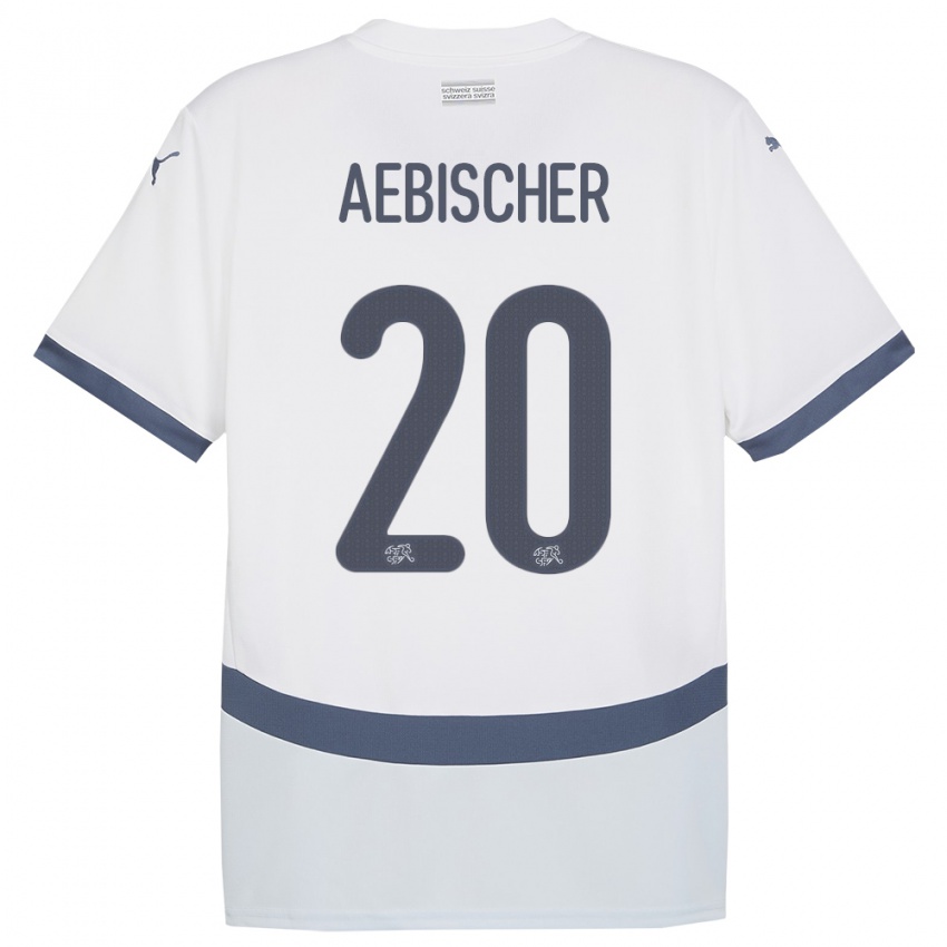 Mujer Camiseta Suiza Michel Aebischer #20 Blanco 2ª Equipación 24-26 La Camisa México