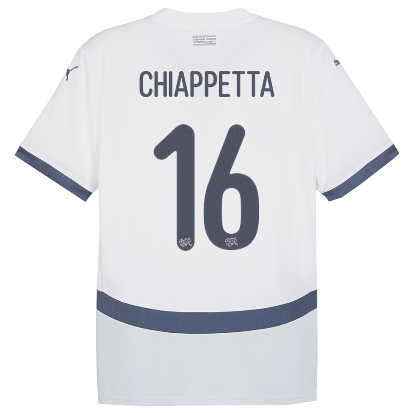 Mujer Camiseta Suiza Carmine Chiappetta #16 Blanco 2ª Equipación 24-26 La Camisa México