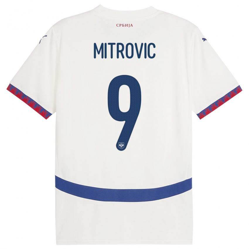 Mujer Camiseta Serbia Aleksandar Mitrovic #9 Blanco 2ª Equipación 24-26 La Camisa México