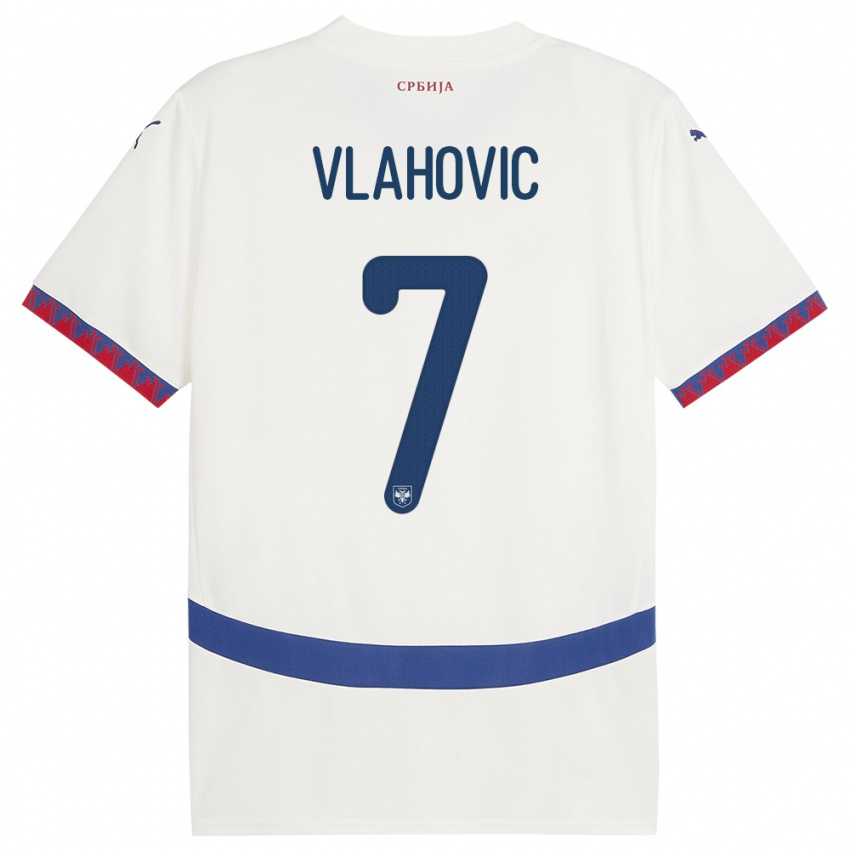 Mujer Camiseta Serbia Dusan Vlahovic #7 Blanco 2ª Equipación 24-26 La Camisa México