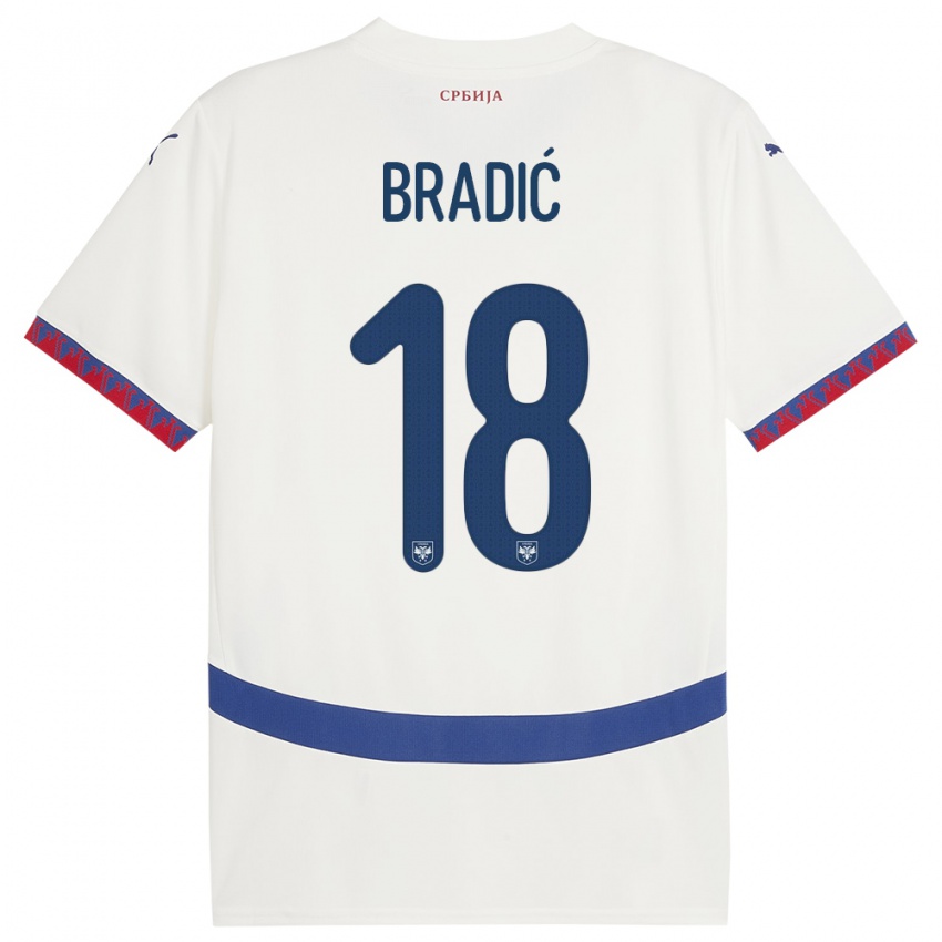 Mujer Camiseta Serbia Biljana Bradic #18 Blanco 2ª Equipación 24-26 La Camisa México