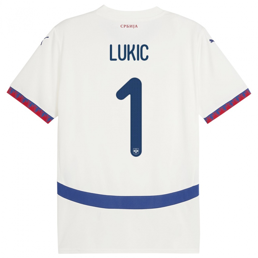 Mujer Camiseta Serbia Ognjen Lukic #1 Blanco 2ª Equipación 24-26 La Camisa México