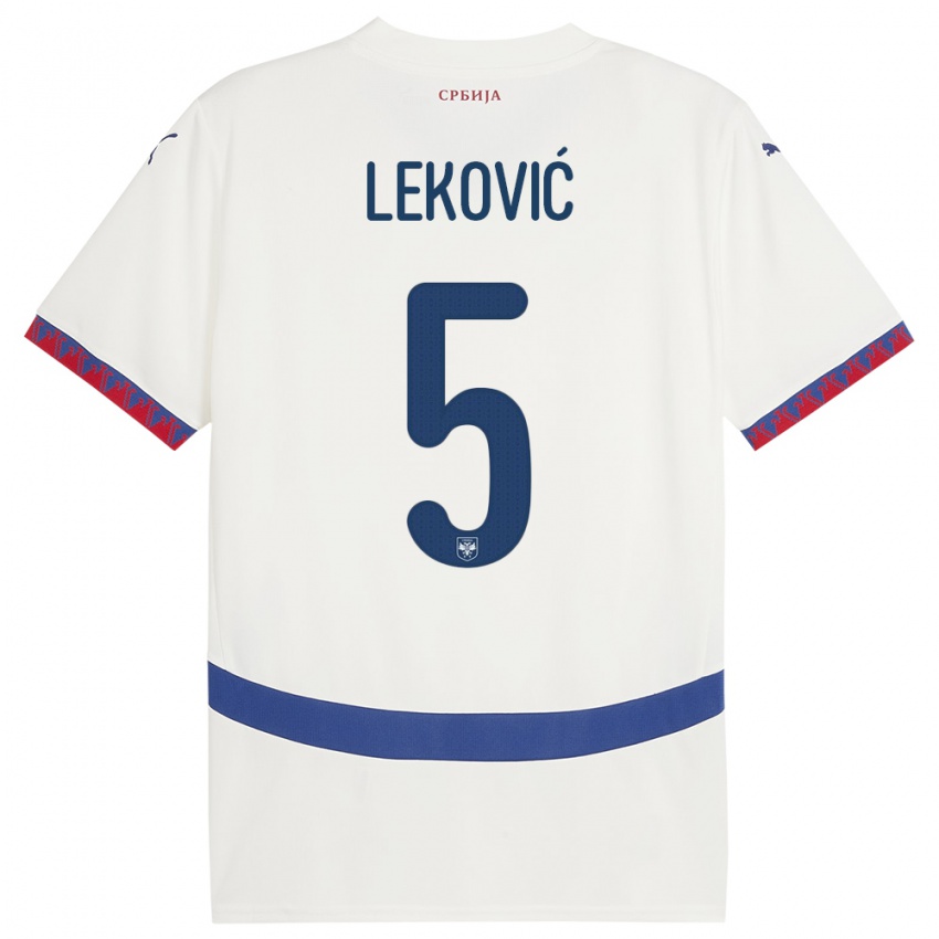 Mujer Camiseta Serbia Stefan Lekovic #5 Blanco 2ª Equipación 24-26 La Camisa México