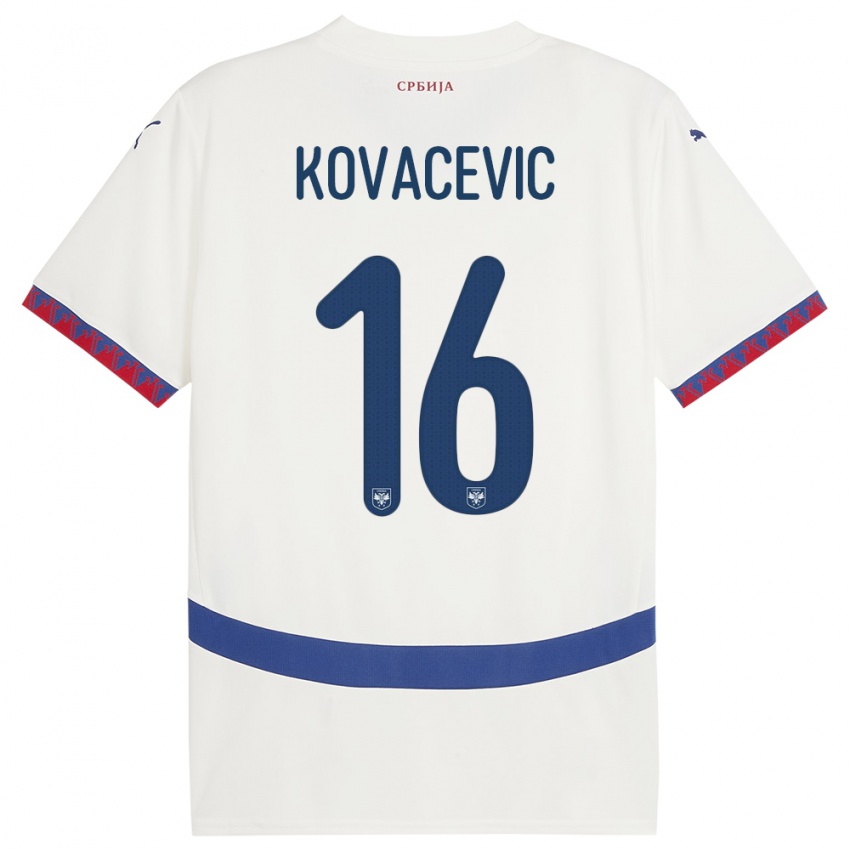 Mujer Camiseta Serbia Bojan Kovacevic #16 Blanco 2ª Equipación 24-26 La Camisa México