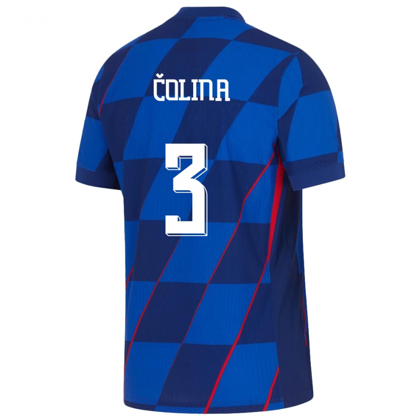 Mujer Camiseta Croacia David Colina #3 Azul 2ª Equipación 24-26 La Camisa México