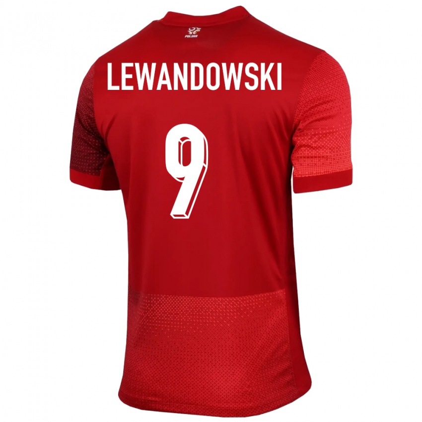 Mujer Camiseta Polonia Robert Lewandowski #9 Rojo 2ª Equipación 24-26 La Camisa México