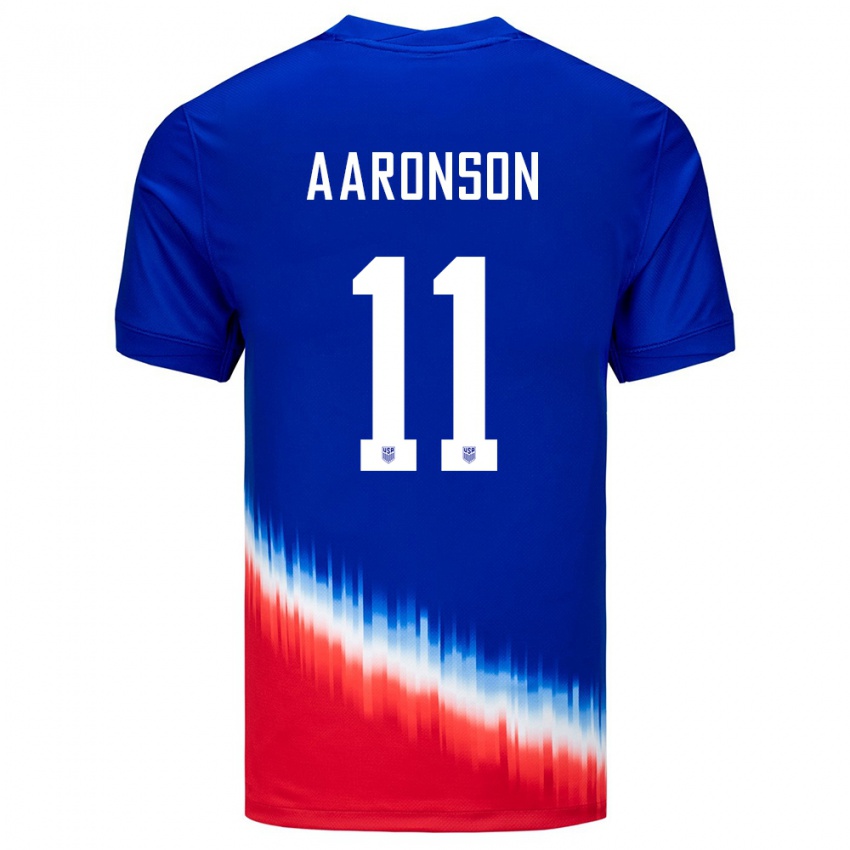 Mujer Camiseta Estados Unidos Brenden Aaronson #11 Azul 2ª Equipación 24-26 La Camisa México