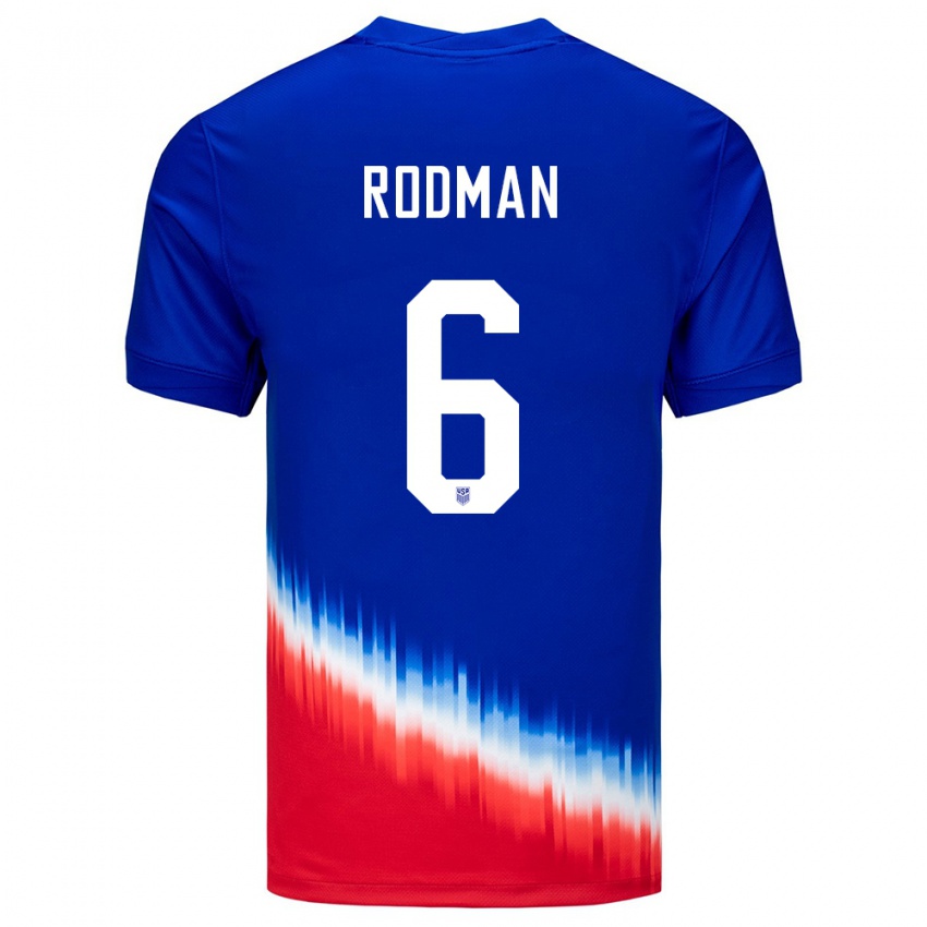 Mujer Camiseta Estados Unidos Trinity Rodman #6 Azul 2ª Equipación 24-26 La Camisa México